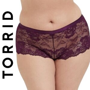 Torrid NWT Purple Lace Lattice Back Cheeky Short Panty 2X